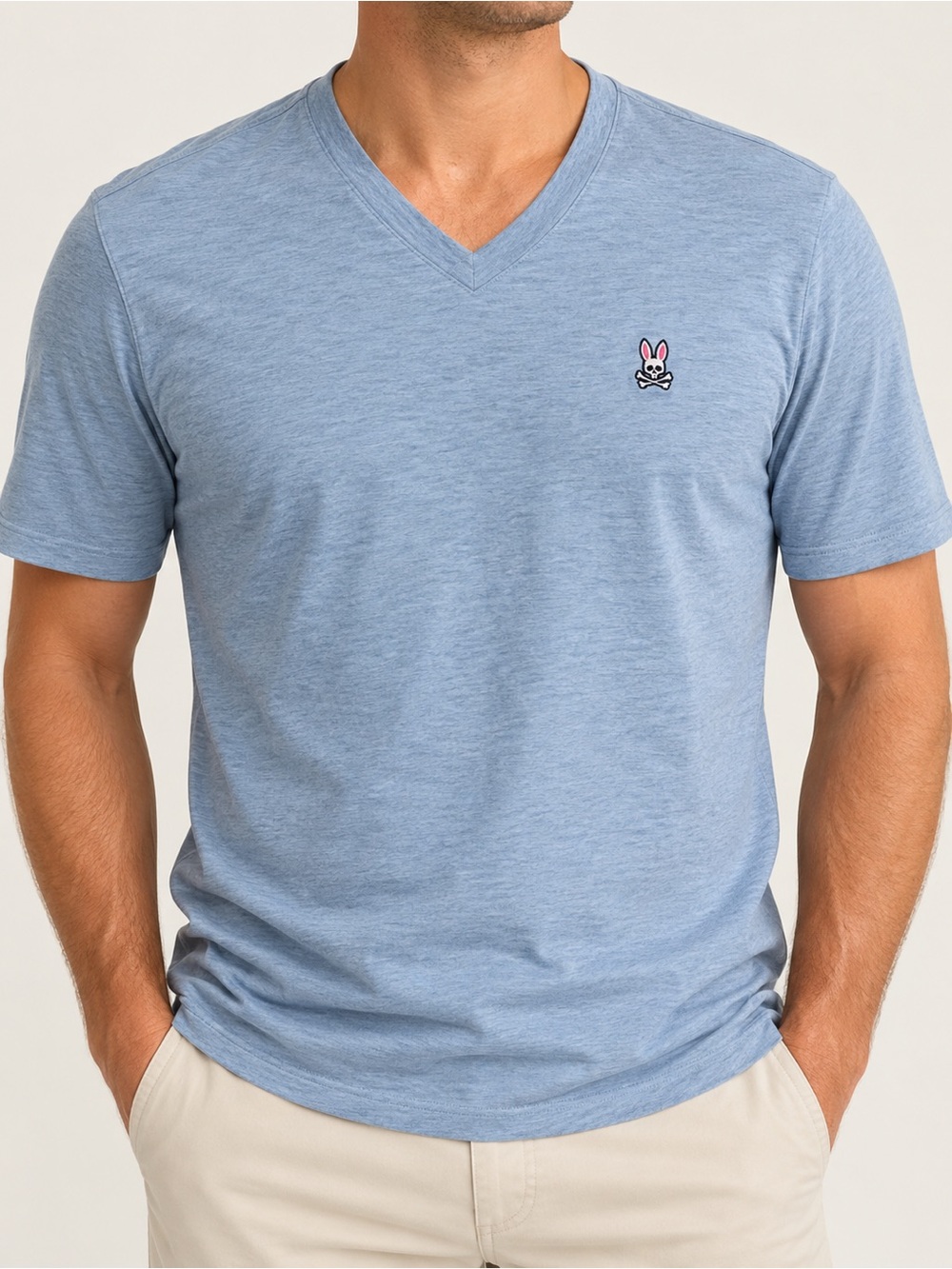 Psycho Bunny Light Blue V-Neck Short Sleeve Tee